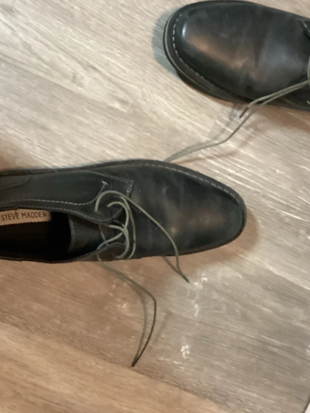 Steve Madden Black Leather Derby Lace-Up Shoes